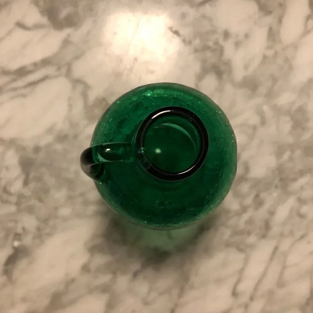Handmade Green Cracked Glass Small Jug